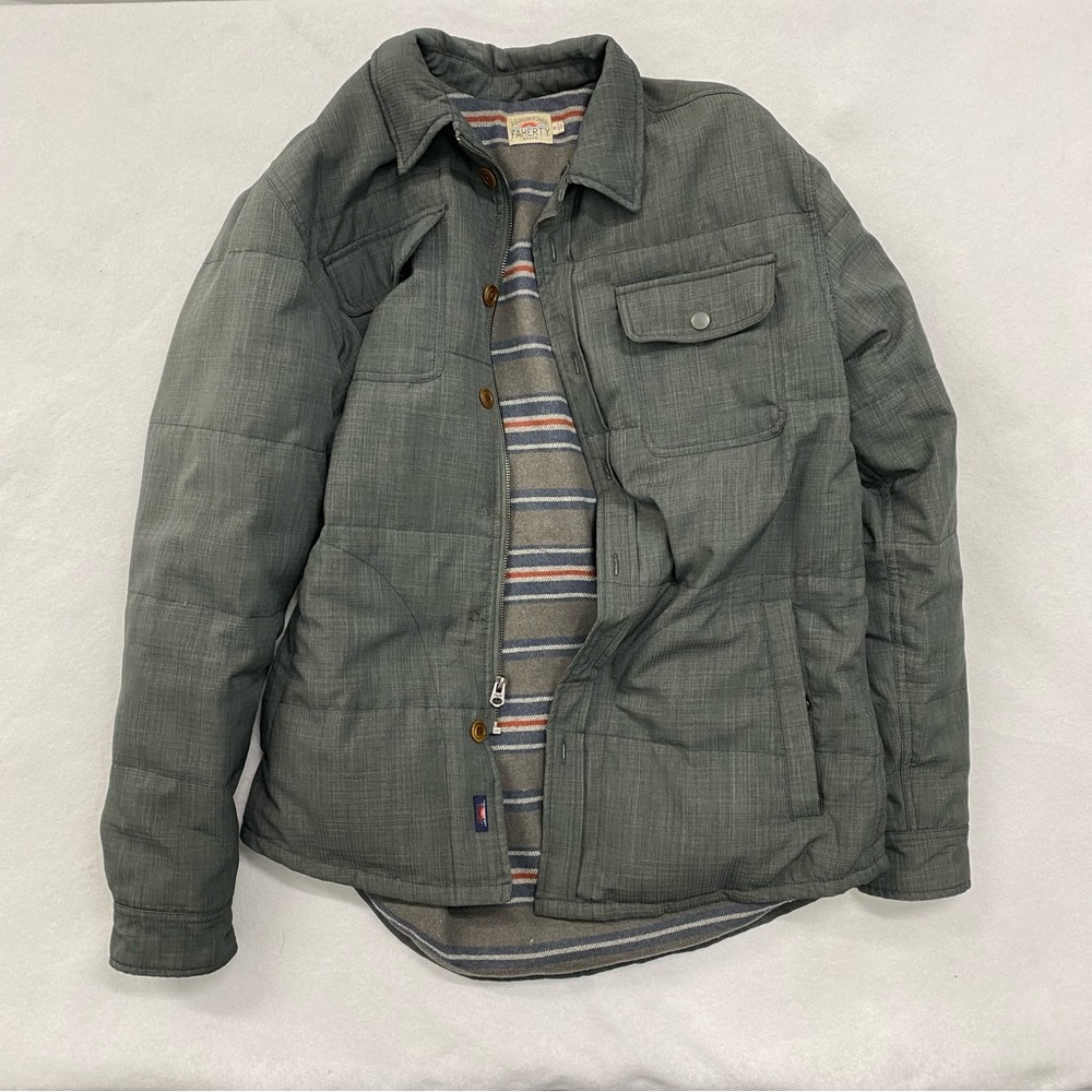Faherty Men's Wool Lined Jacket Grey Medium